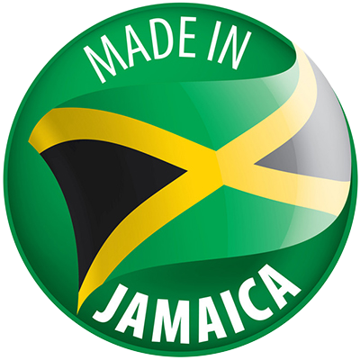 Badge featuring the words \"Made in Jamaica,\" with the Jamaican flag colors, suitable for baby products.\n\nCaption: 