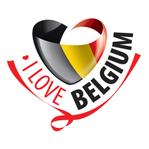 \"I Love Belgium logo featuring a heart design in the colors of the Belgian flag, suitable for baby products.\"\n\nCap
