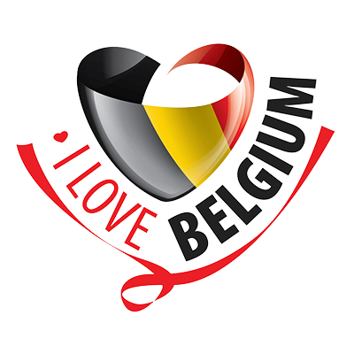 \"I Love Belgium logo featuring a heart design in the colors of the Belgian flag, suitable for baby products.\"\n\nCap