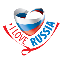Design featuring a heart shape in Russian flag colors with the text \"I Love Russia,\" ideal for baby products. \n\nCa