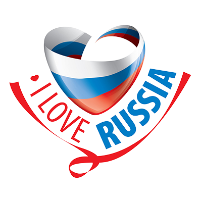 Design featuring a heart shape in Russian flag colors with the text \"I Love Russia,\" ideal for baby products. \n\nCa