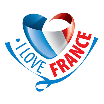 \"I Love France logo featuring a heart in French colors, perfect for baby products celebrating French culture.\"\n\nCa