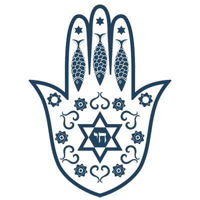 Khamsa Hand of Fatima design, featuring symbols, suitable for baby items like pacifiers and bibs.\n\nCaption: Explore