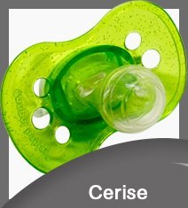 Personalized baby pacifier with cherry-shaped tip